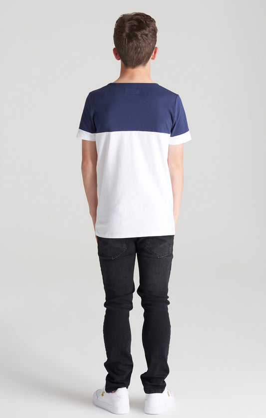 SikSilk 89 Marken-T-Shirt - Marineblau & Weiß