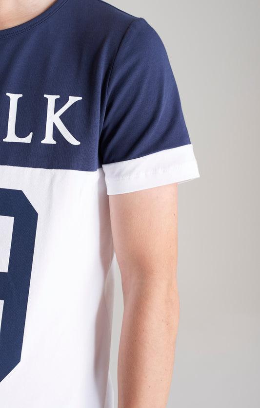 SikSilk 89 Marken-T-Shirt - Marineblau & Weiß