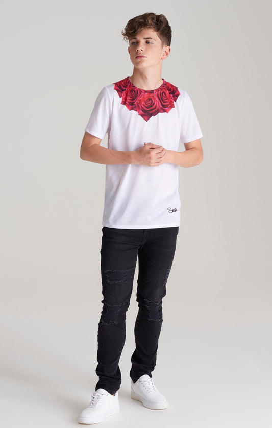 T Shirt mit Weißer Rose für Jungen