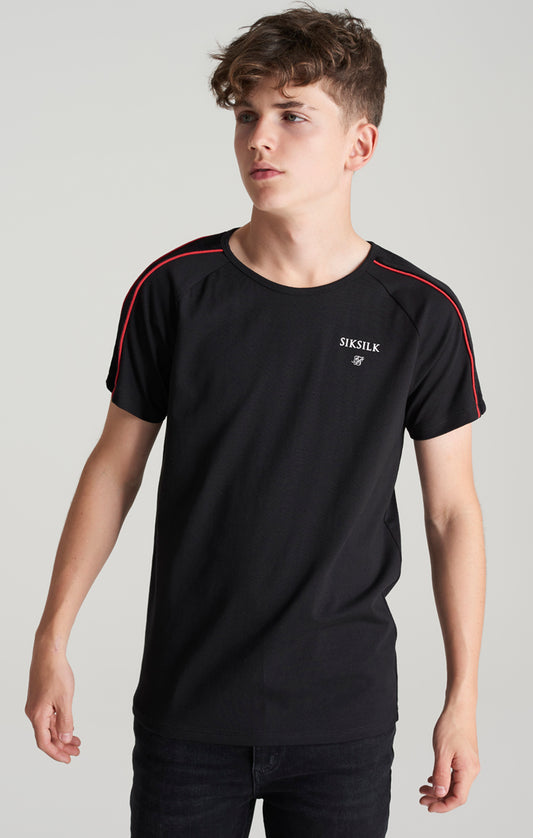 Boys Black Raglan Panelled T-Shirt