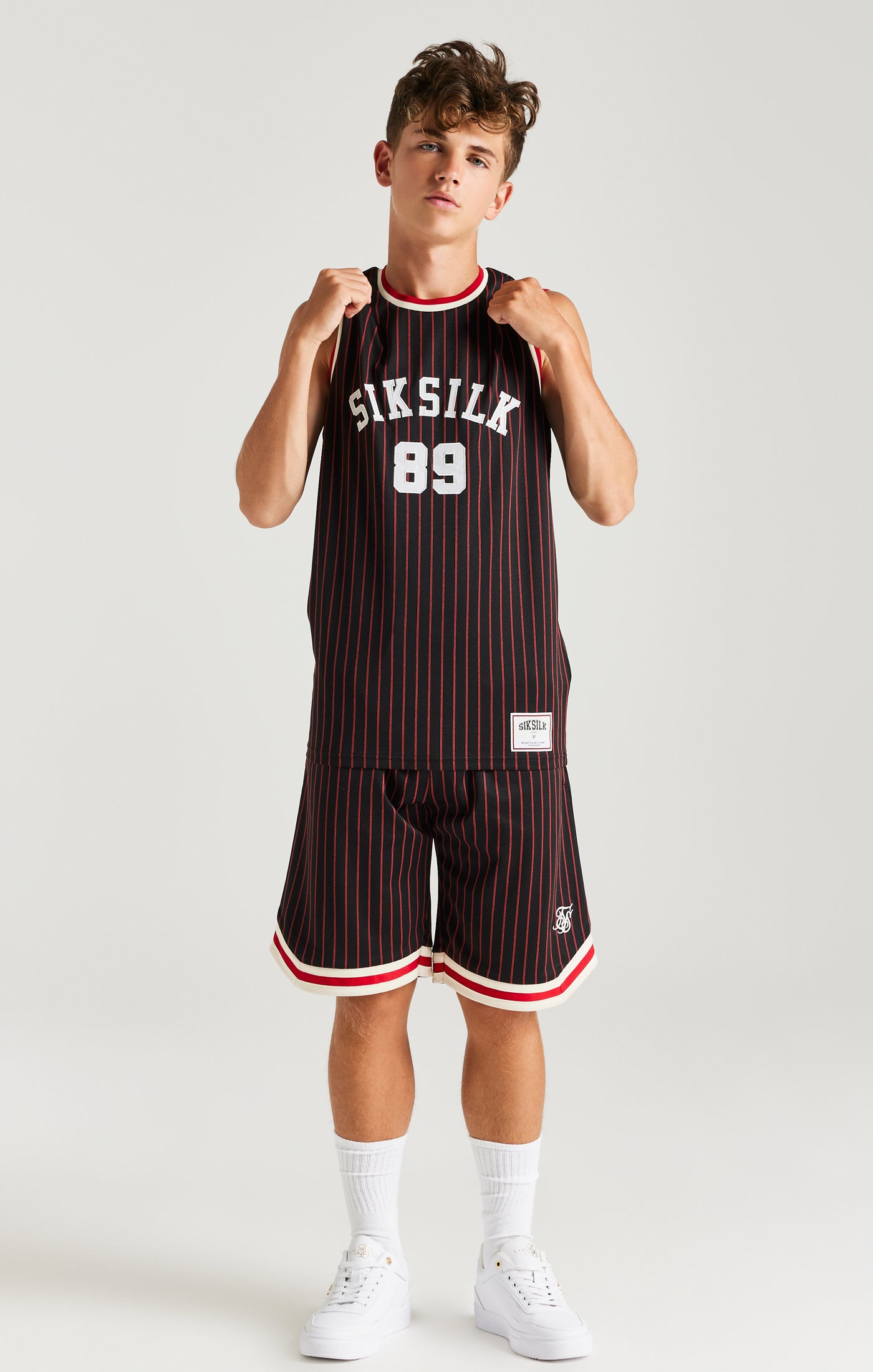 SikSilk Retro Classic Basketball Vest - Black (2)