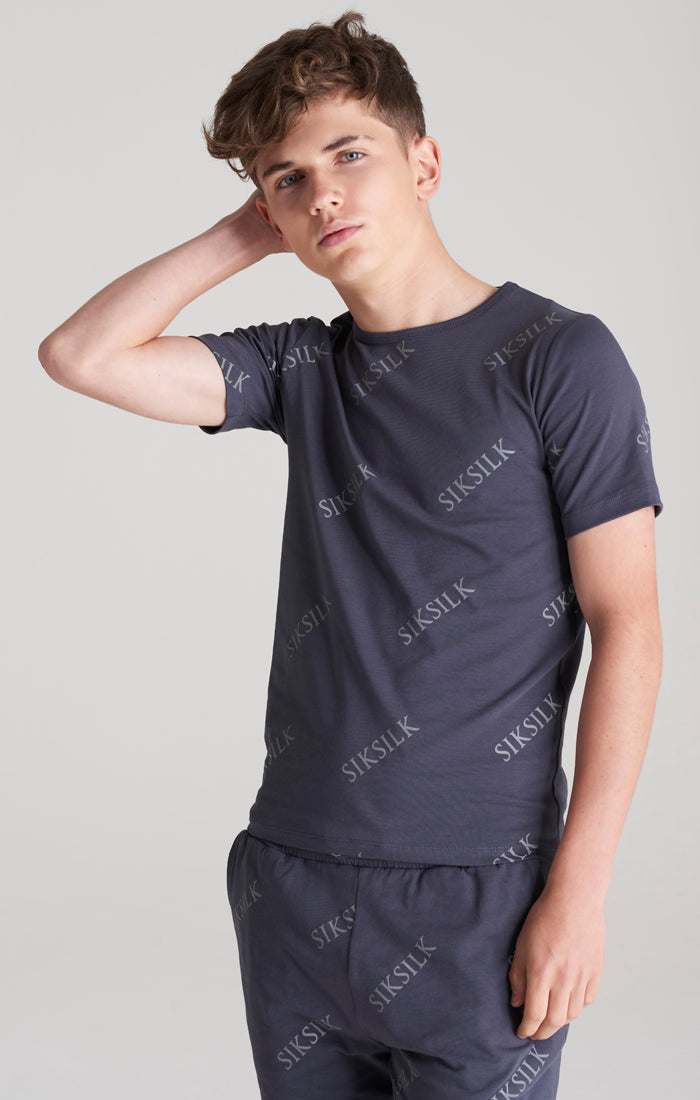 SikSilk AOP-T-Shirt mit Monogramm - Grau