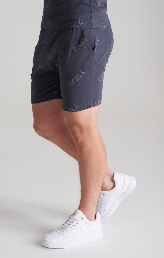 SikSilk AOP-Shorts mit Monogramm - Grau
