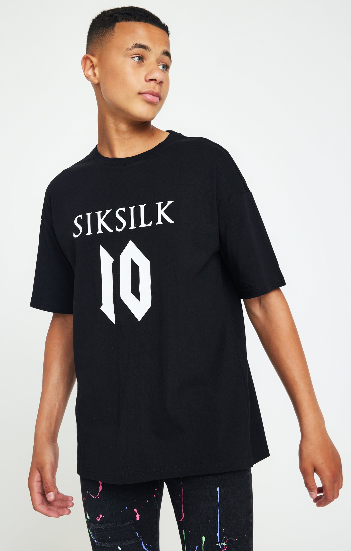 Messi X SikSilk Oversized-T-Shirt mit Logo - Schwarz &amp; Weiß