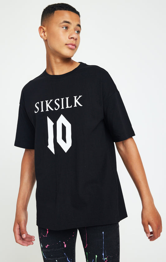 Messi X SikSilk Oversized-T-Shirt mit Logo - Schwarz & Weiß