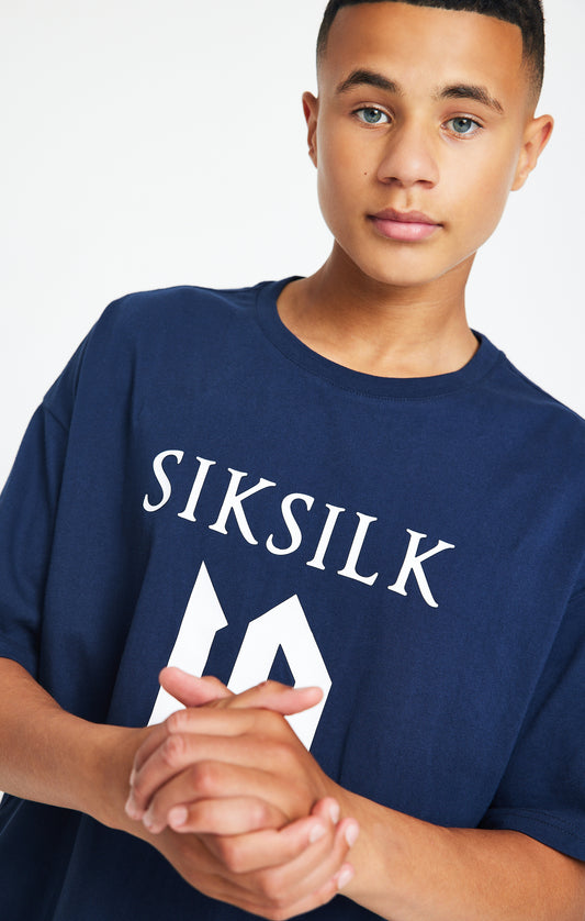 Messi X SikSilk Oversized-T-Shirt mit Logo - Marineblau