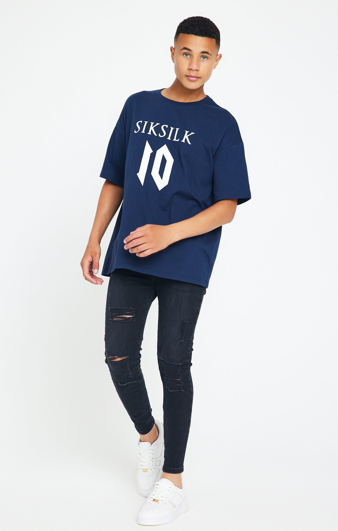 Messi X SikSilk Oversized-T-Shirt mit Logo - Marineblau (2)