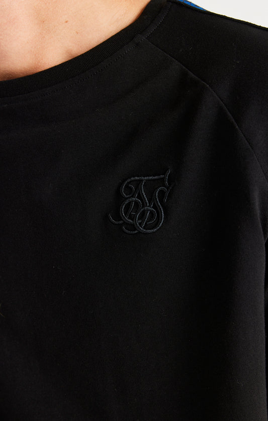 SikSilk Iridescent T-Shirt mit Raglanärmeln – Schwarz