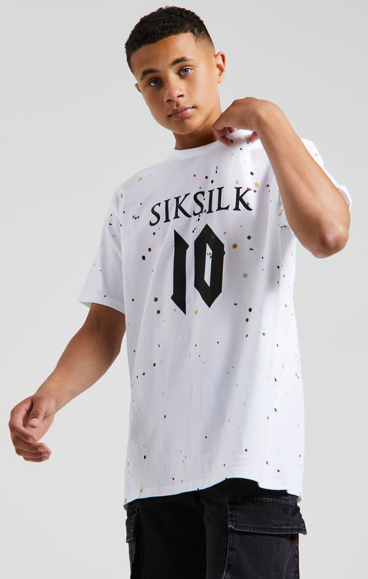 Messi x SikSilk Farbspritzer-T-Shirt - Weiß
