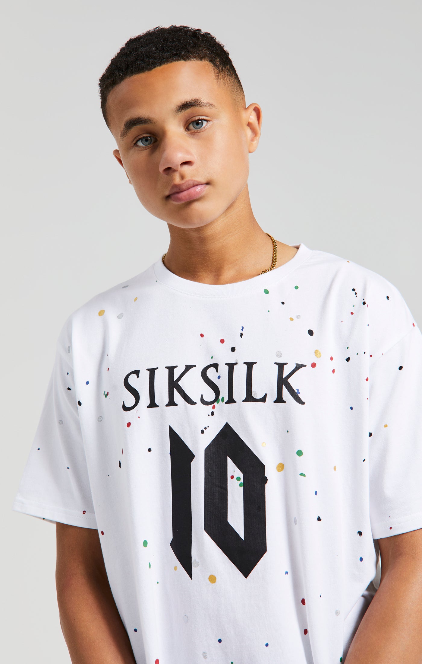 Messi x SikSilk T Shirt mit Farbspritzern Weiß (1)