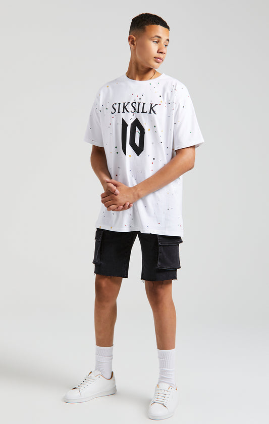 Messi x SikSilk T Shirt mit Farbspritzern Weiß