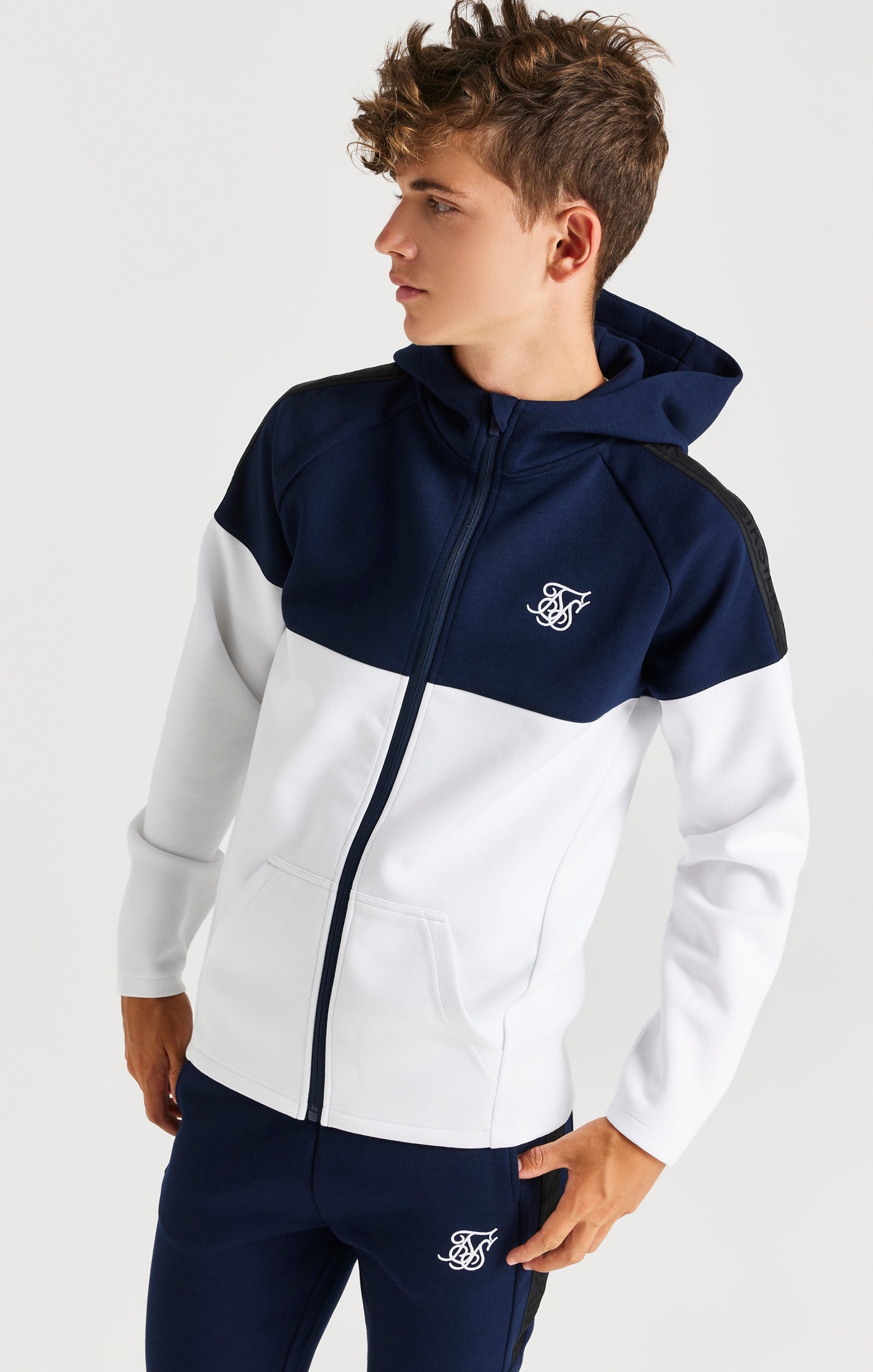 Boys Navy Poly Cut And Sew Tracksuit (3)