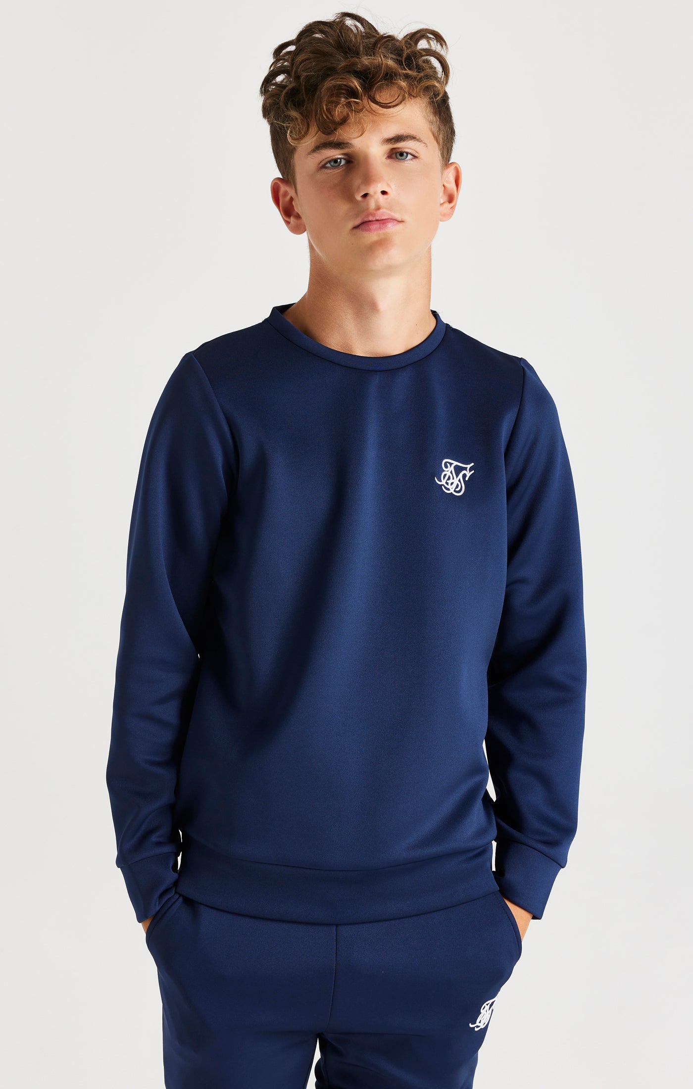 Jungen Marineblau Poly Sweatshirt Trainingsanzug (4)