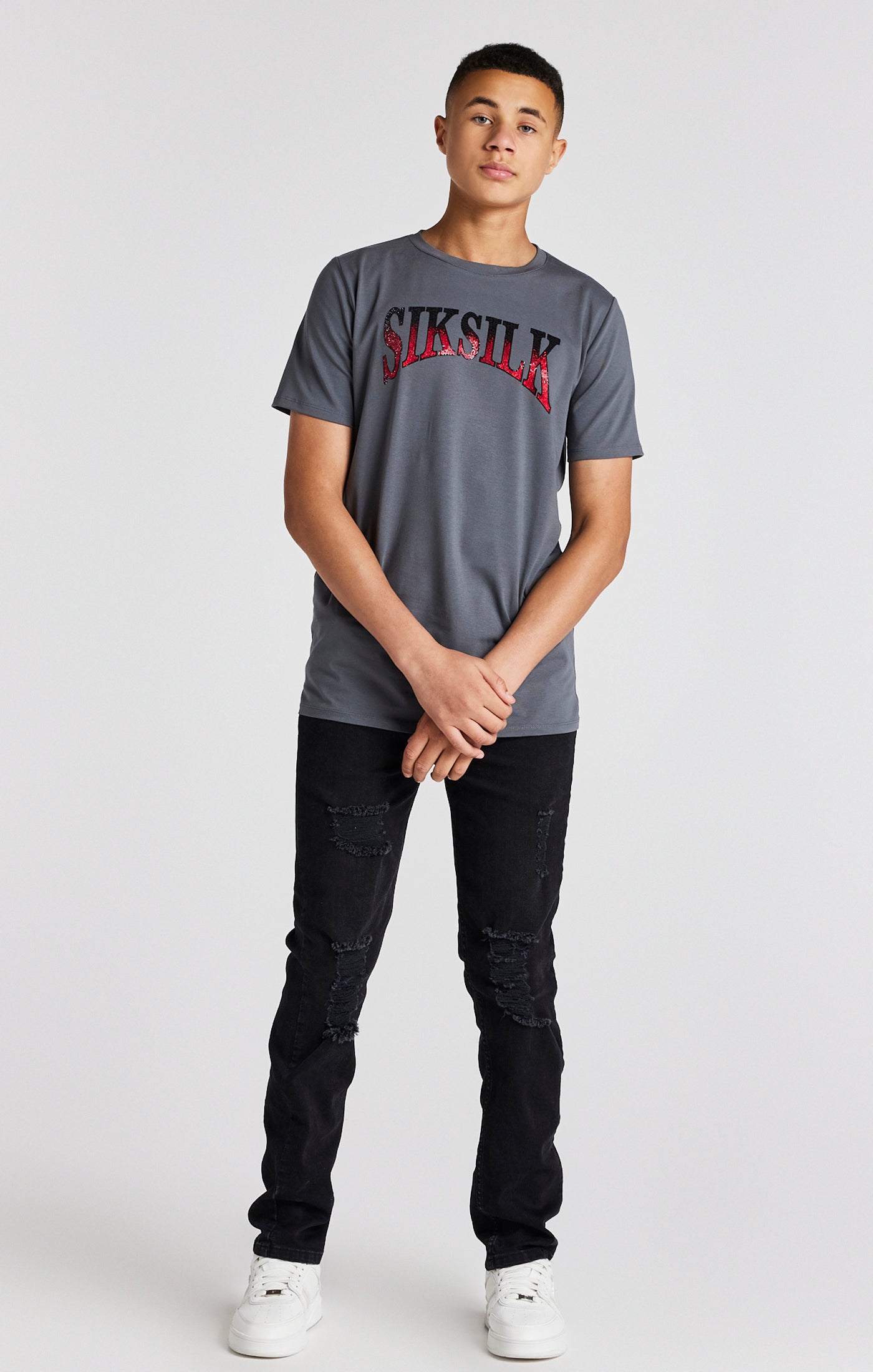 Boys Grey Varsity Rhinestone T-Shirt (2)