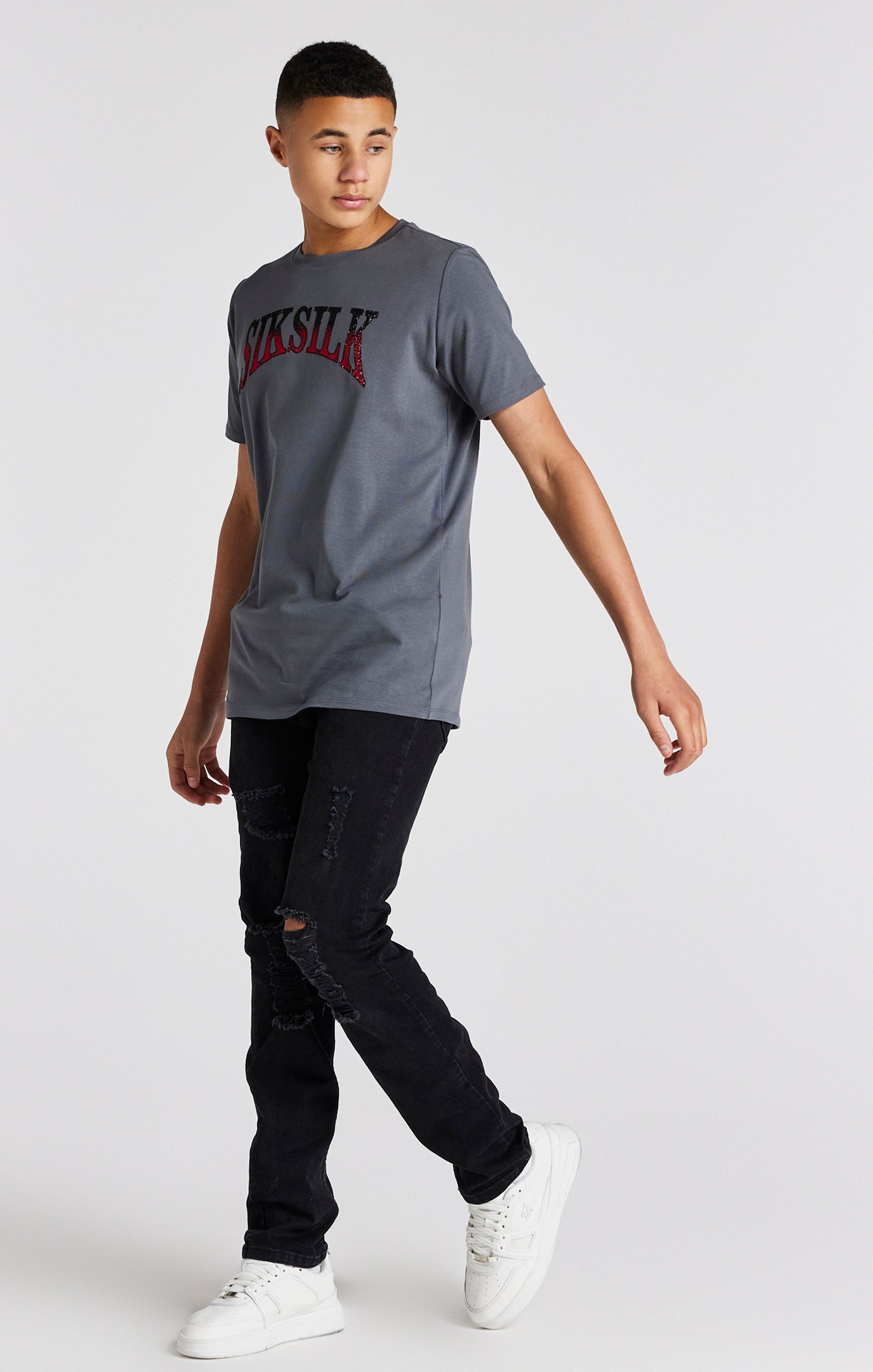 Boys Grey Varsity Rhinestone T-Shirt (3)