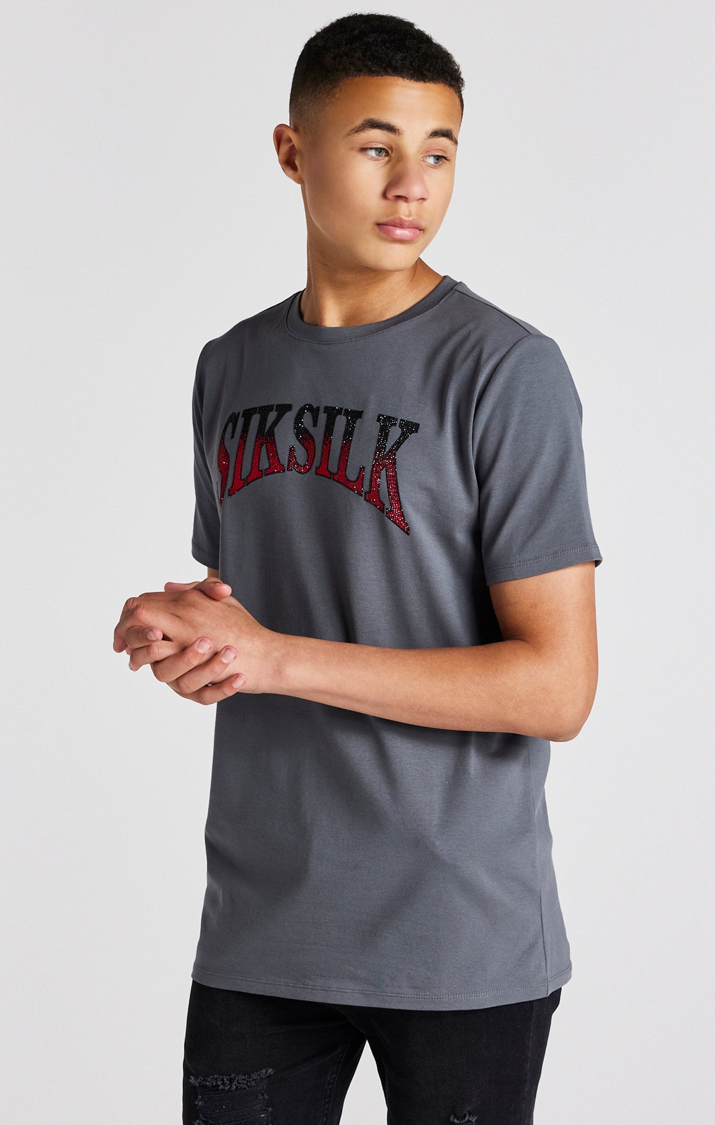 Boys Grey Varsity Rhinestone T-Shirt (6)