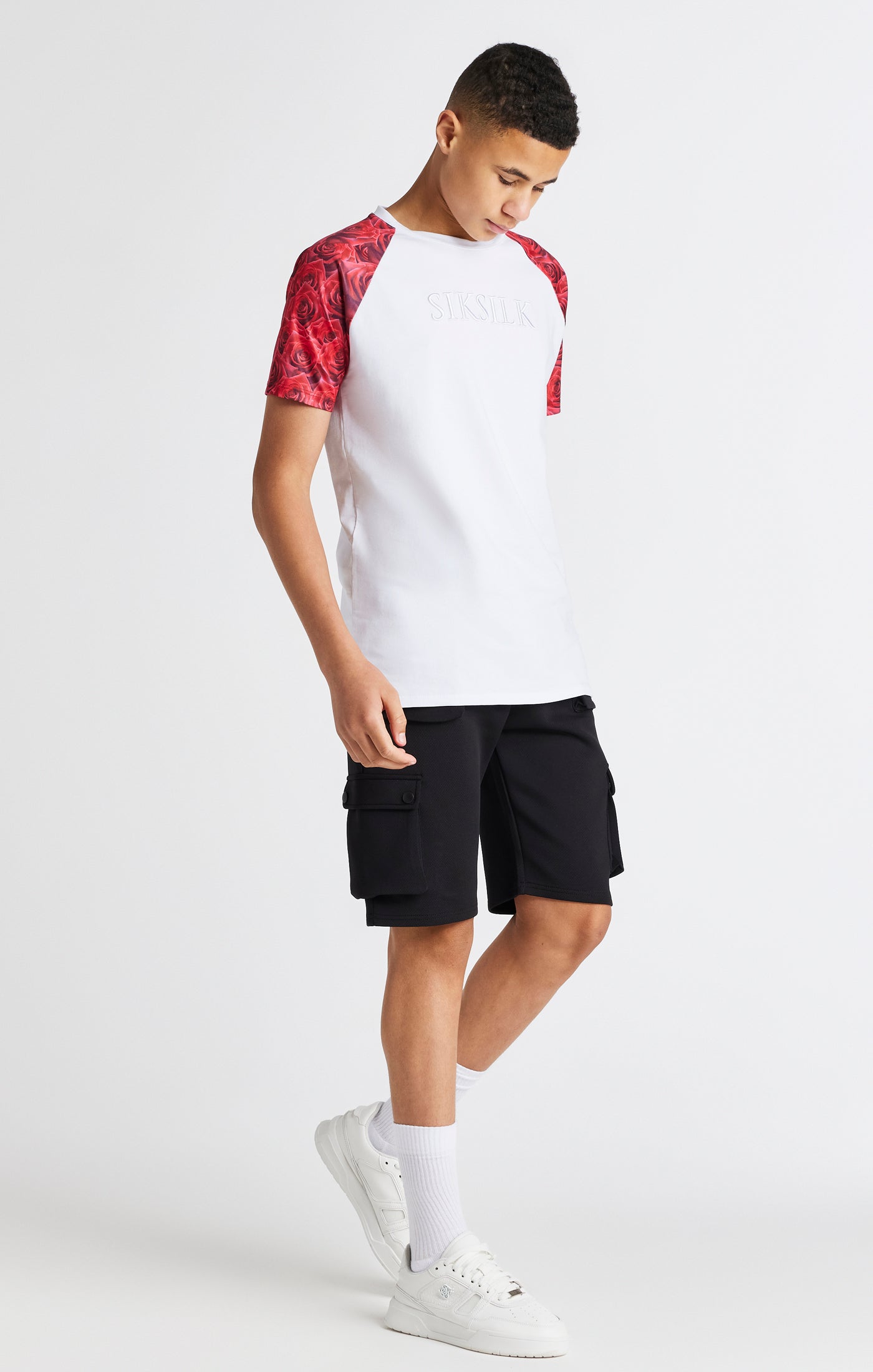 Boys White Raglan Rose T-Shirt (3)