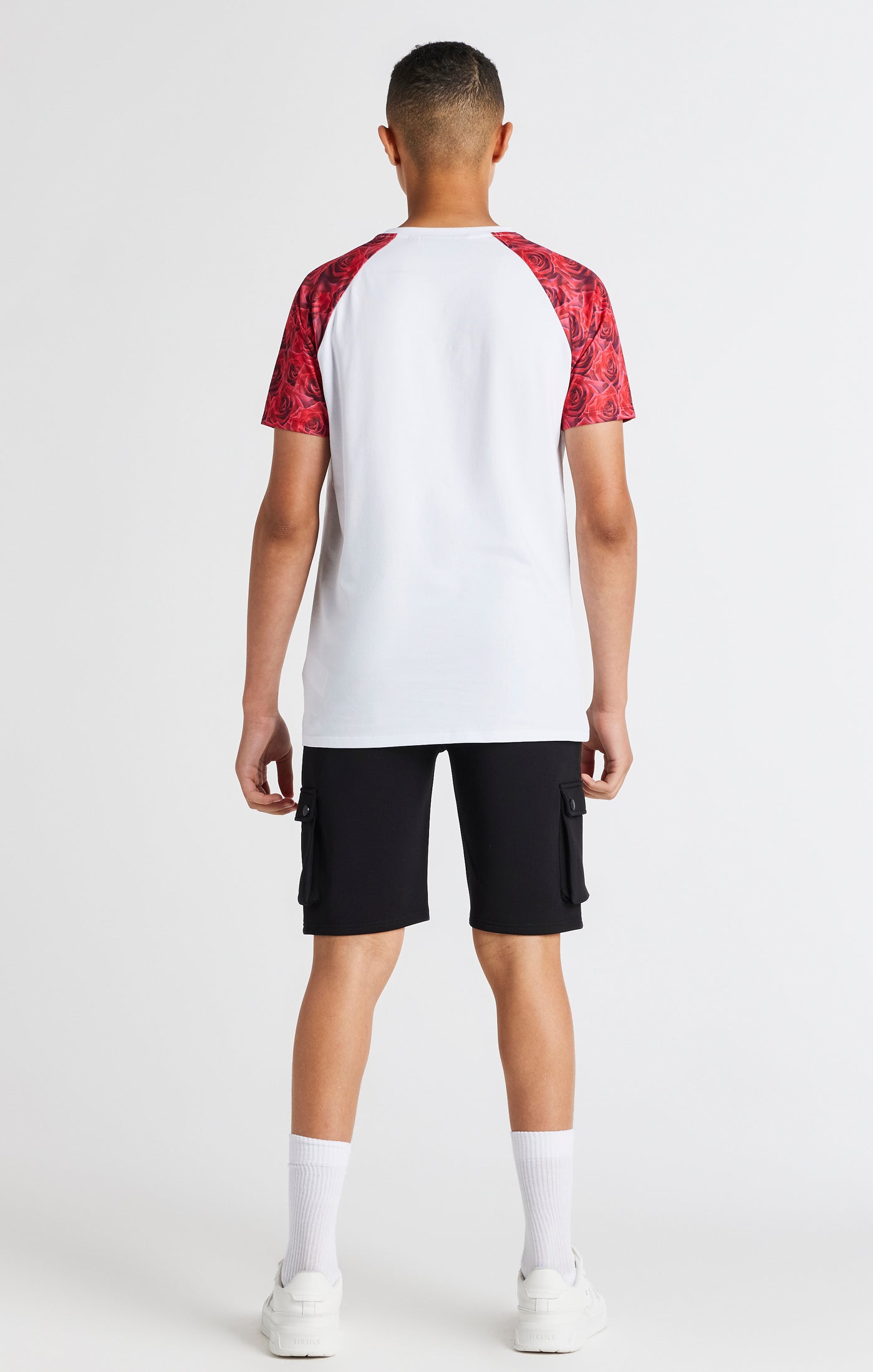 Boys White Raglan Rose T-Shirt (4)