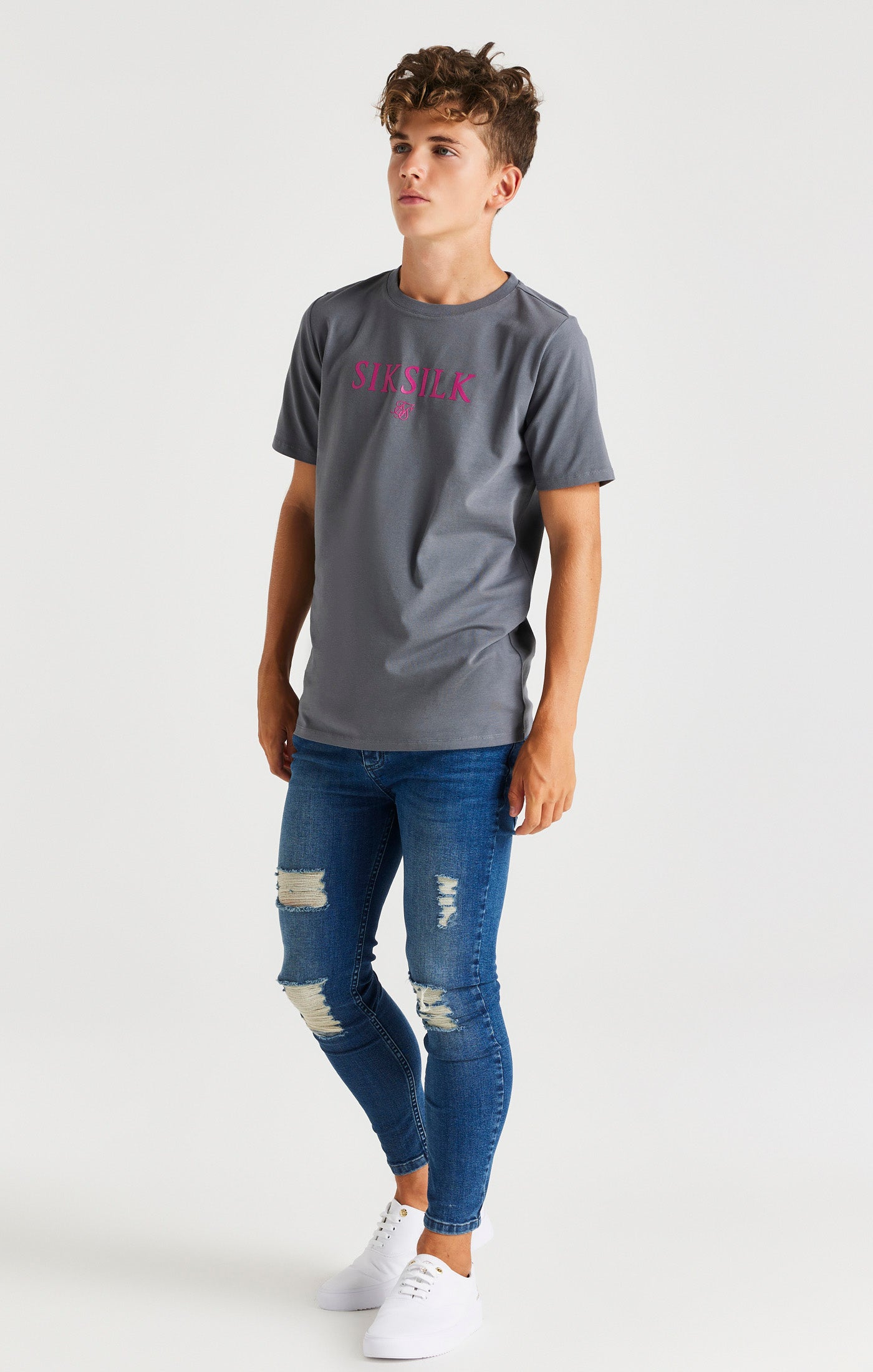 SikSilk Marken-T-Shirt – Grau (4)