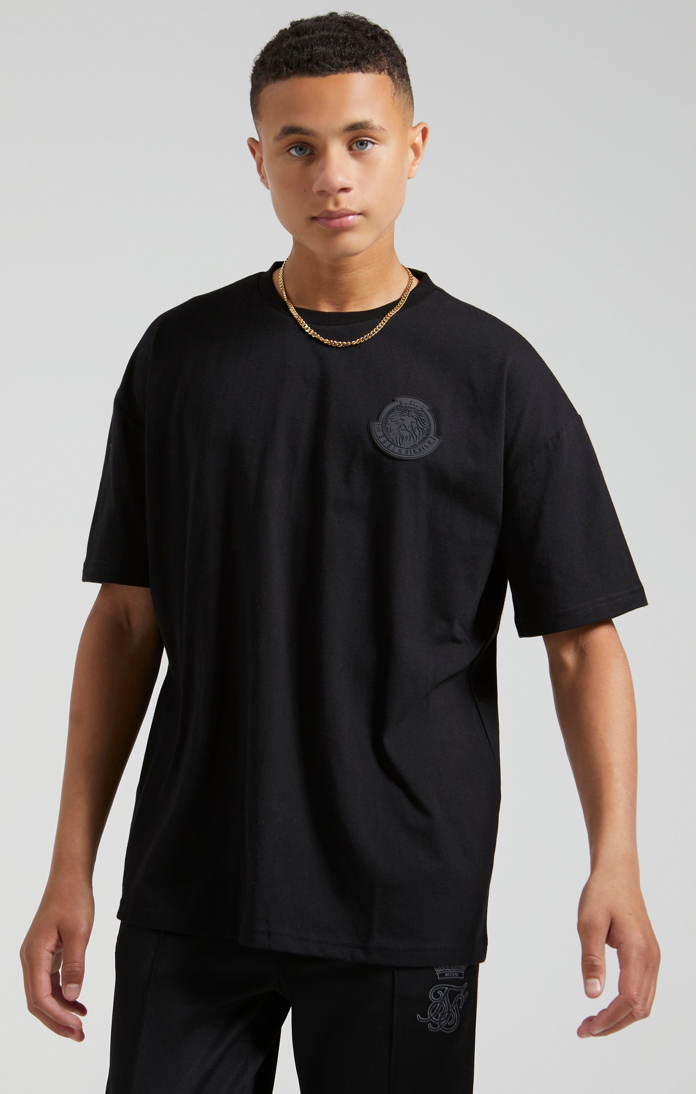 Boys Messi x SikSilk Black Lion Graphic Oversized T-Shirt (2)