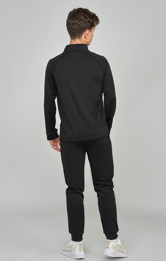 Schwarzer Trainingsanzug mit 1/4-Reißverschluss & Jogginghose für Jungen