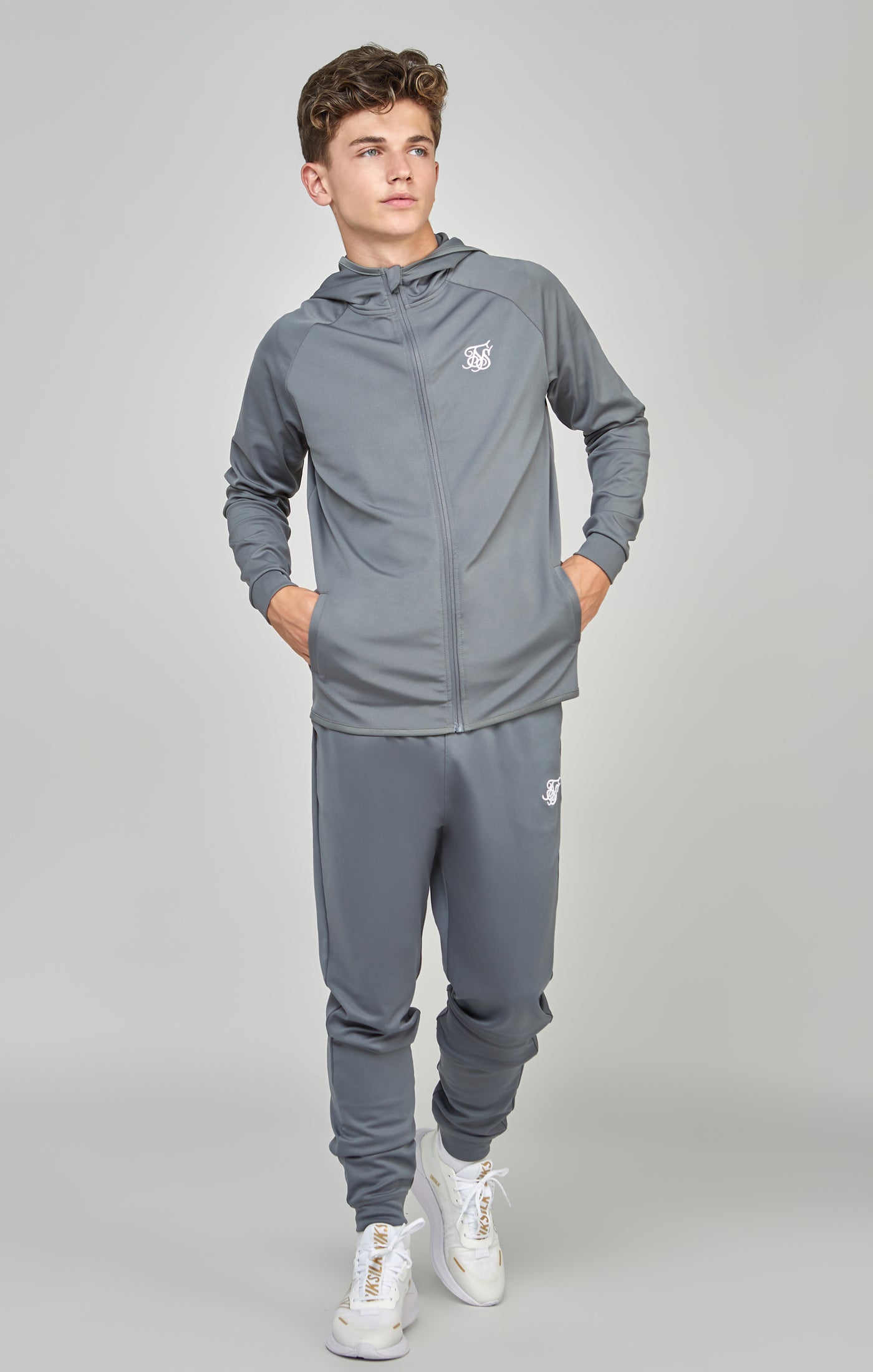 Grauer Trainingsanzug mit Zip Thru &amp; Jogginghose für Jungen