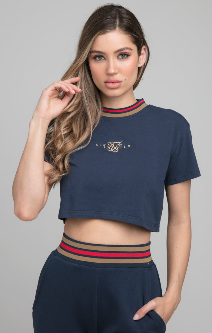 SikSilk Kurzes T-Shirt &#39;Reign&#39; – Marineblau