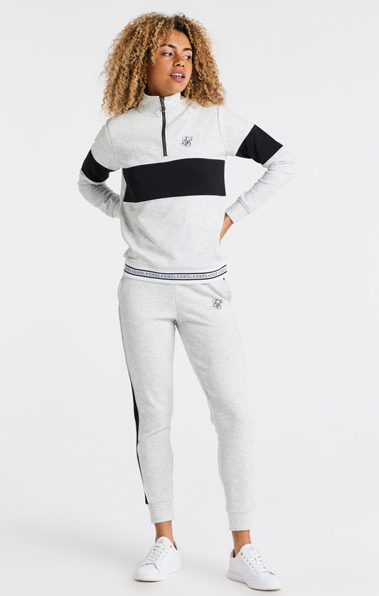 SikSilk Sweatshirt 'Elevate' mit kurzem Reißverschluss – Graumeliert