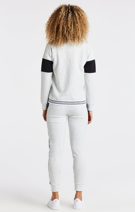 SikSilk Sweatshirt 'Elevate' mit kurzem Reißverschluss – Graumeliert