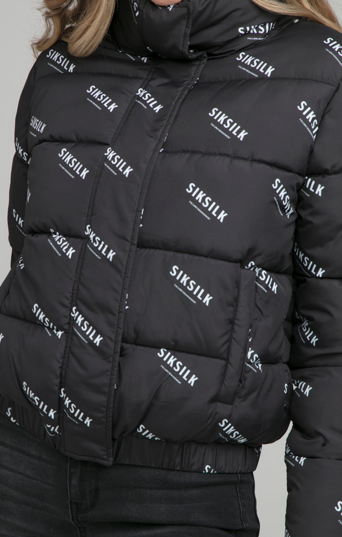 SikSilk All Over Print Padded Jacket - Black (2)