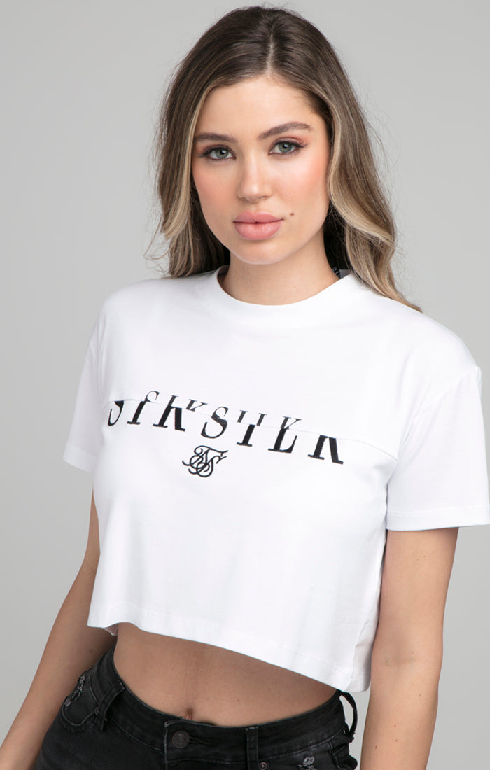 SikSilk Kurzes T-Shirt &#39;Division&#39; – Weiß