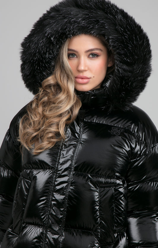 SikSilk Fur Padded Jacket - Black