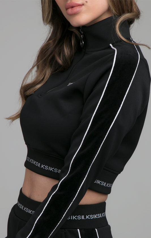 SikSilk Sweatshirt 'Mono Imperial' mit kurzem Reißverschluss – Schwarz