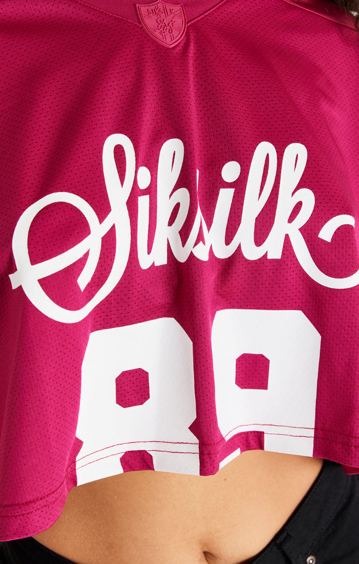 SikSilk Retro Cropped-Fußballtrikot - Rosa (1)