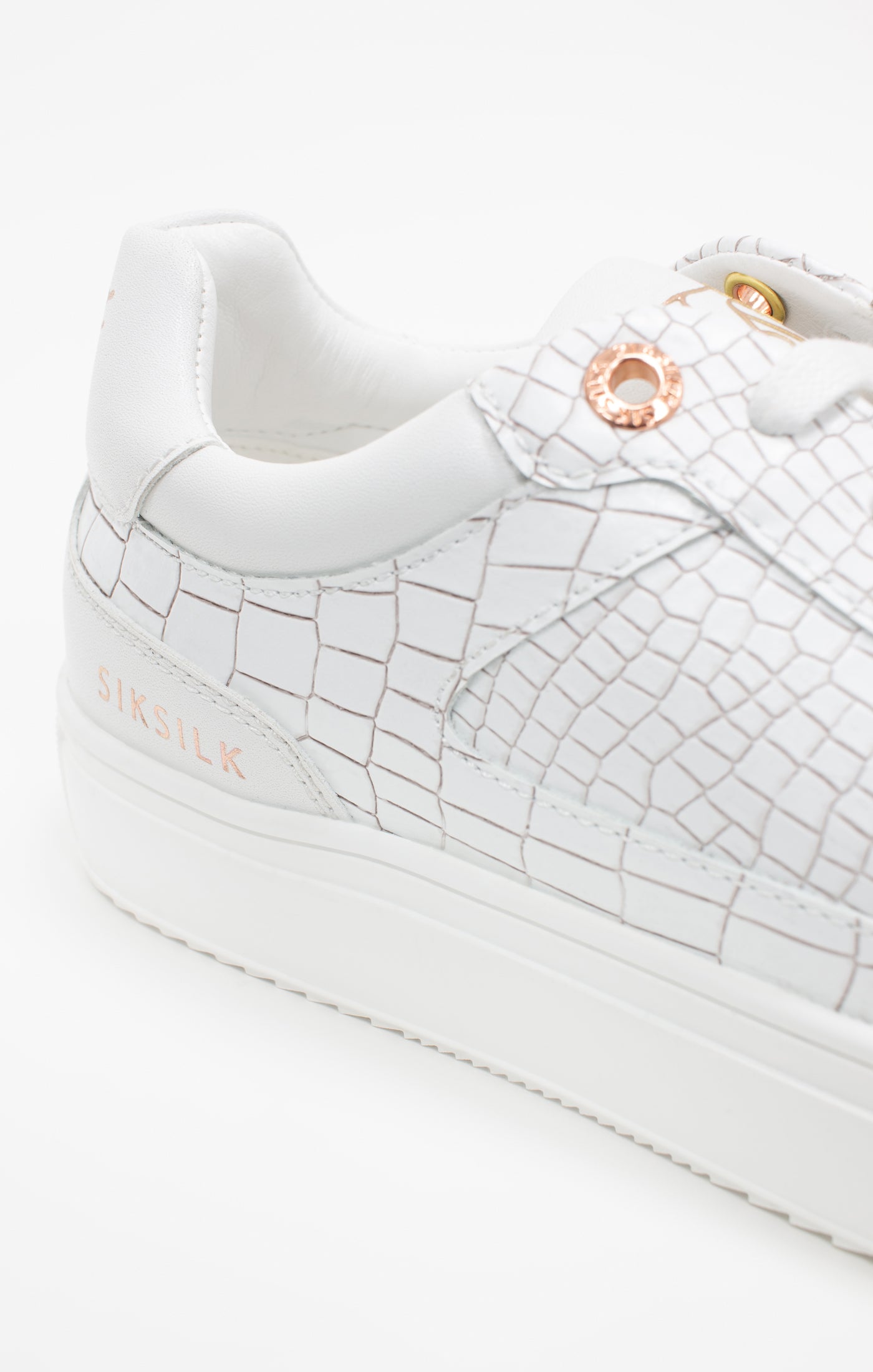 Weißer Low-Top-Sneaker mit Kroko-Effekt (4)