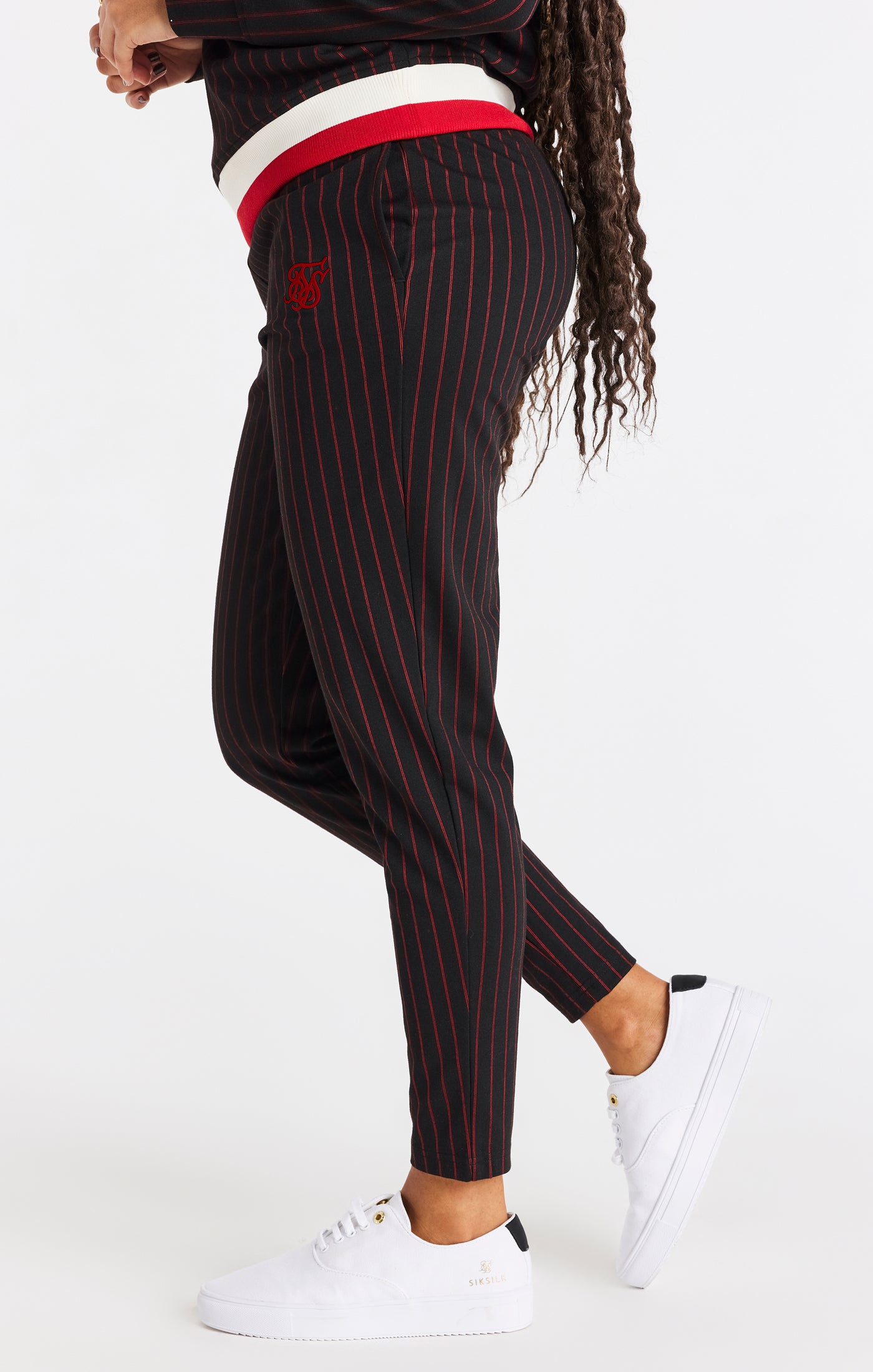 SikSilk Baseball Stripe Pants - Black &amp; Red (1)