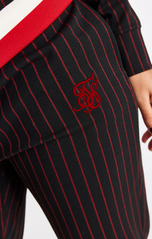 SikSilk Baseball Stripe Pants - Black & Red