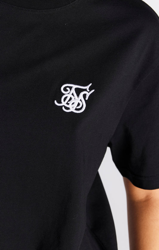 SikSilk Boyfriend-T-Shirt mit Logo – Schwarz