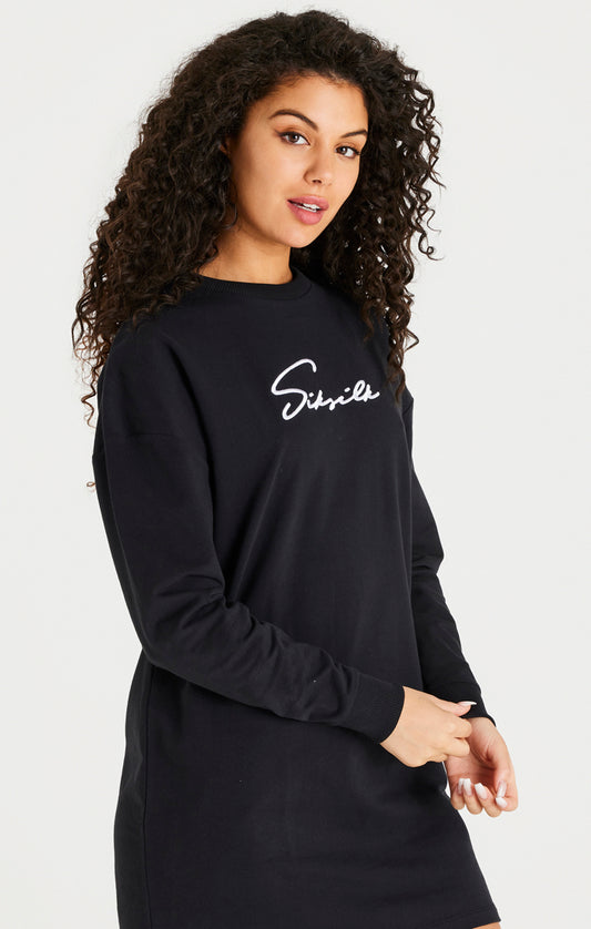 SikSilk Essential Sweatshirt-Kleid - Schwarz