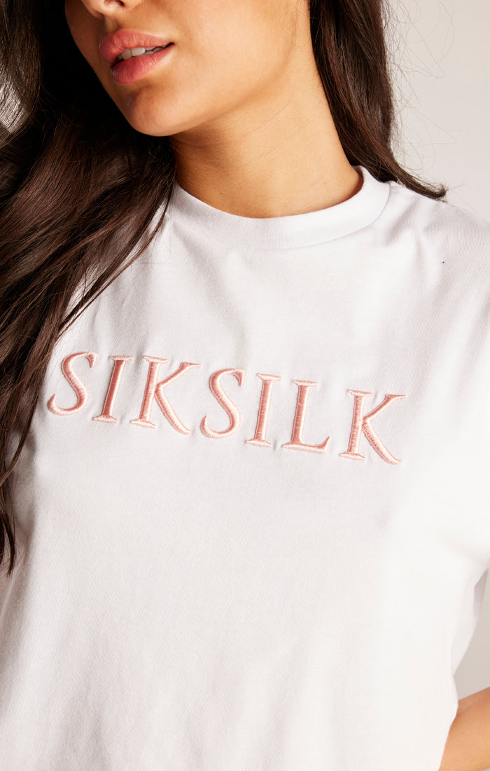 SikSilk T-Shirt mit Logostickerei – Weiß (2)