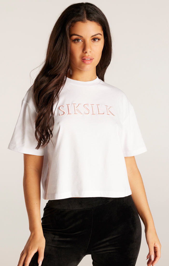 SikSilk T-Shirt mit Logostickerei – Weiß (6)
