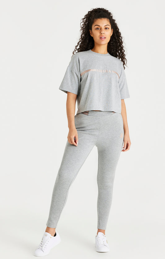 SikSilk Supremacy T-Shirt mit kantiger Passform - Grau meliert