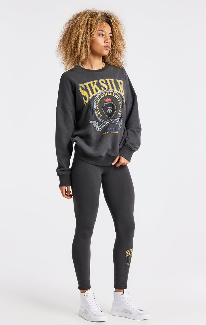 SikSilk Varsity Sweatshirt in Übergröße - Washed Grey (3)