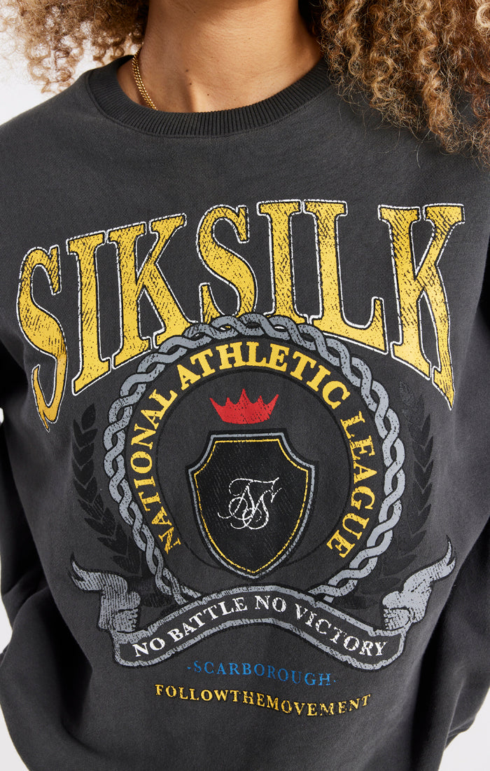 SikSilk Varsity Sweatshirt in Übergröße - Washed Grey (2)