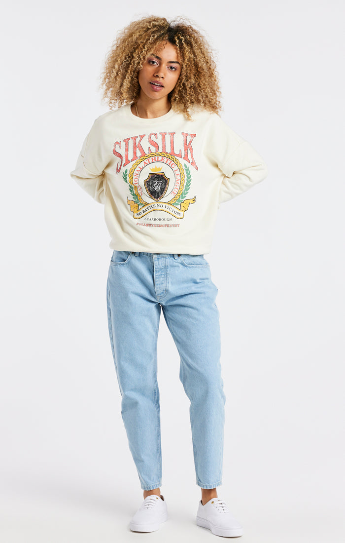 SikSilk Varsity Oversize Sweatshirt - Ecru (3)
