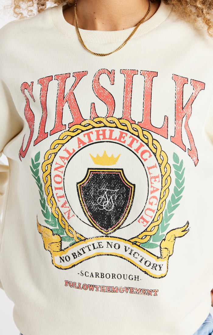 SikSilk Varsity Oversize Sweatshirt - Ecru (2)