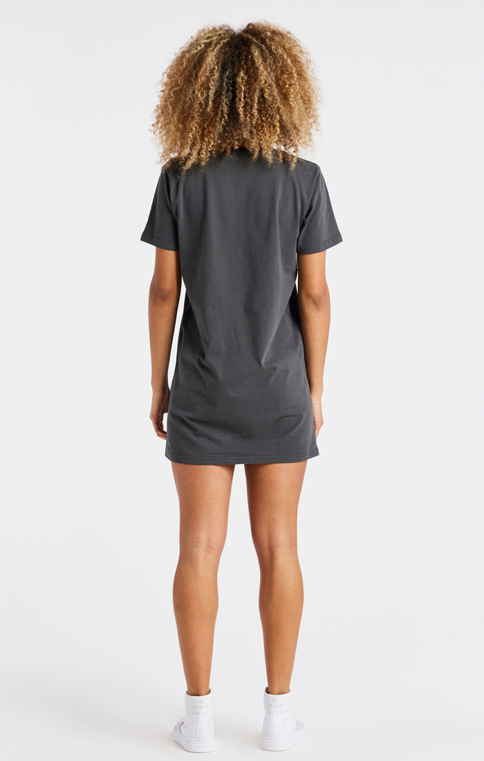 SikSilk Varsity T-Shirt Dress - Washed Grey (6)