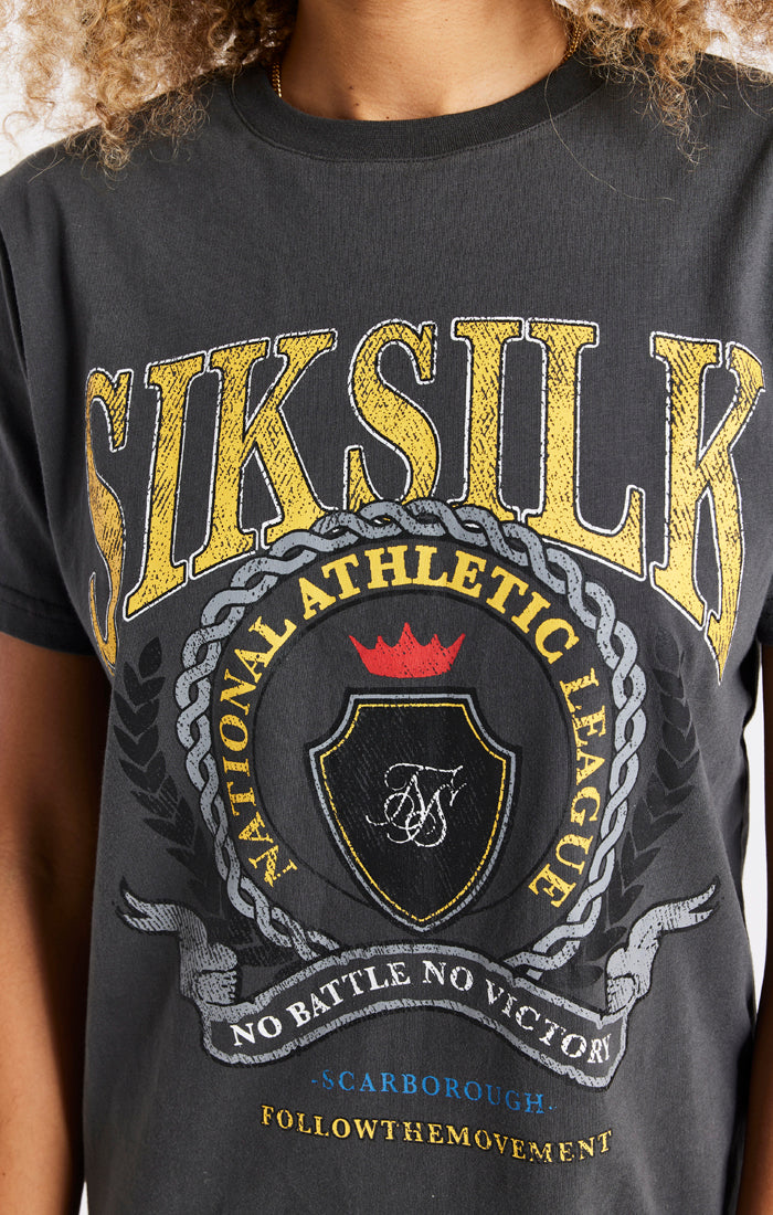 SikSilk Varsity T-Shirt Dress - Washed Grey (2)