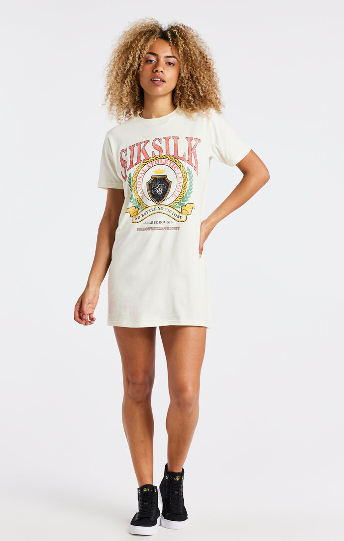 SikSilk Varsity T-Shirt Dress - Ecru (3)