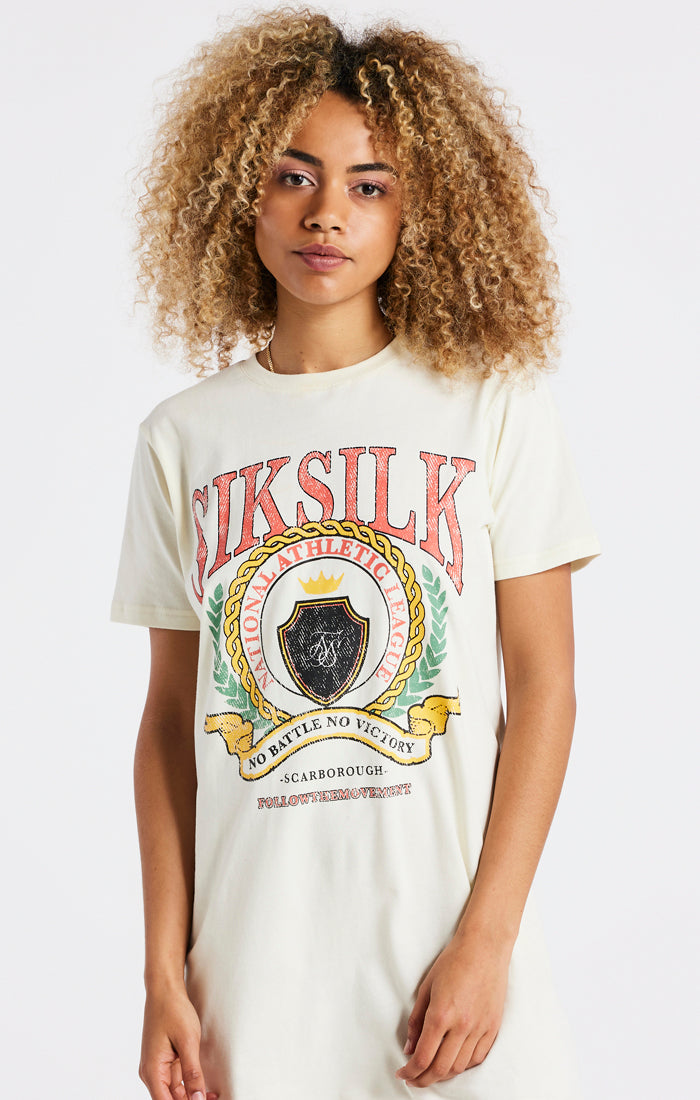 SikSilk Varsity T-Shirt Dress - Ecru (1)